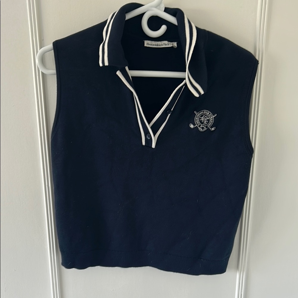 Black Sleeveless Polo Shirt with Embroidered Logo